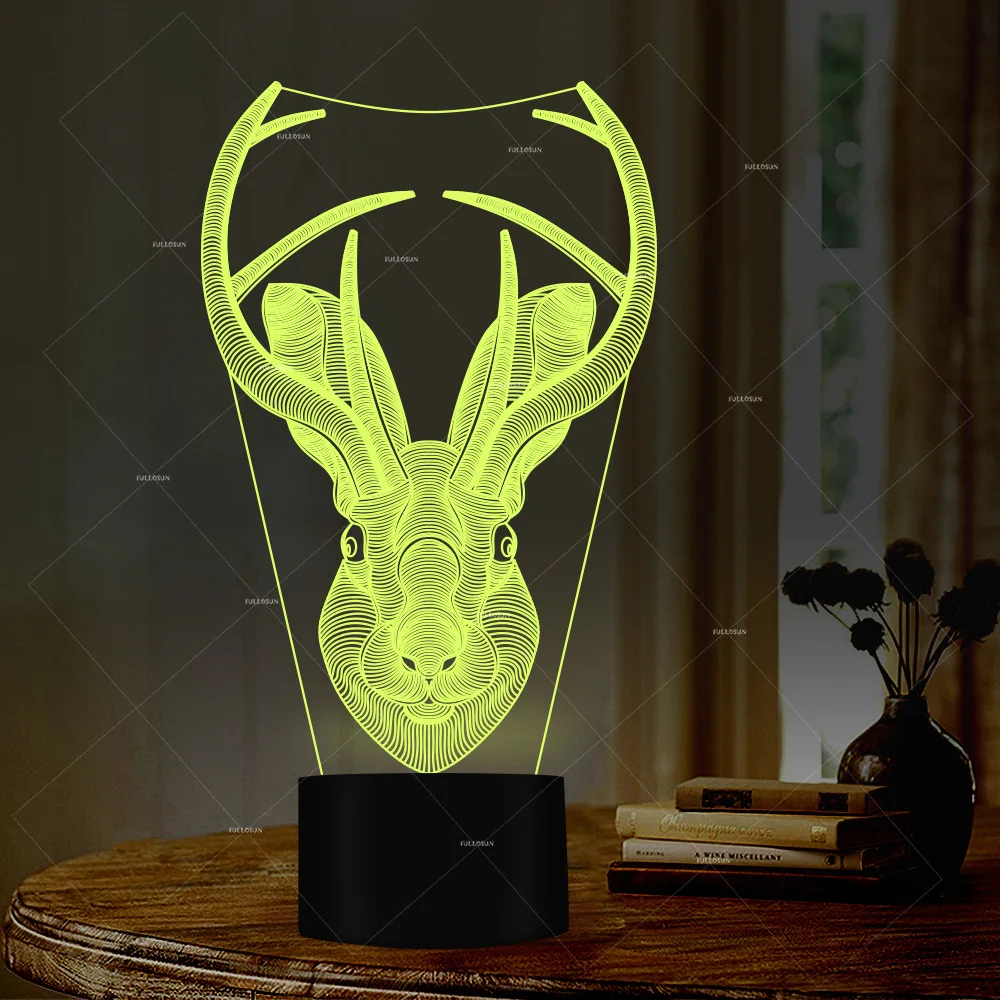 Deer Head Style Novelty Light Bedside For Children's Bedroom Led 3d Nightlight Christmas decorative 7 color change lights
Deer Head Style Novelty Light Bedside For Children's Bedroom Led 3d Nightlight Christmas decorative 7 color change lights