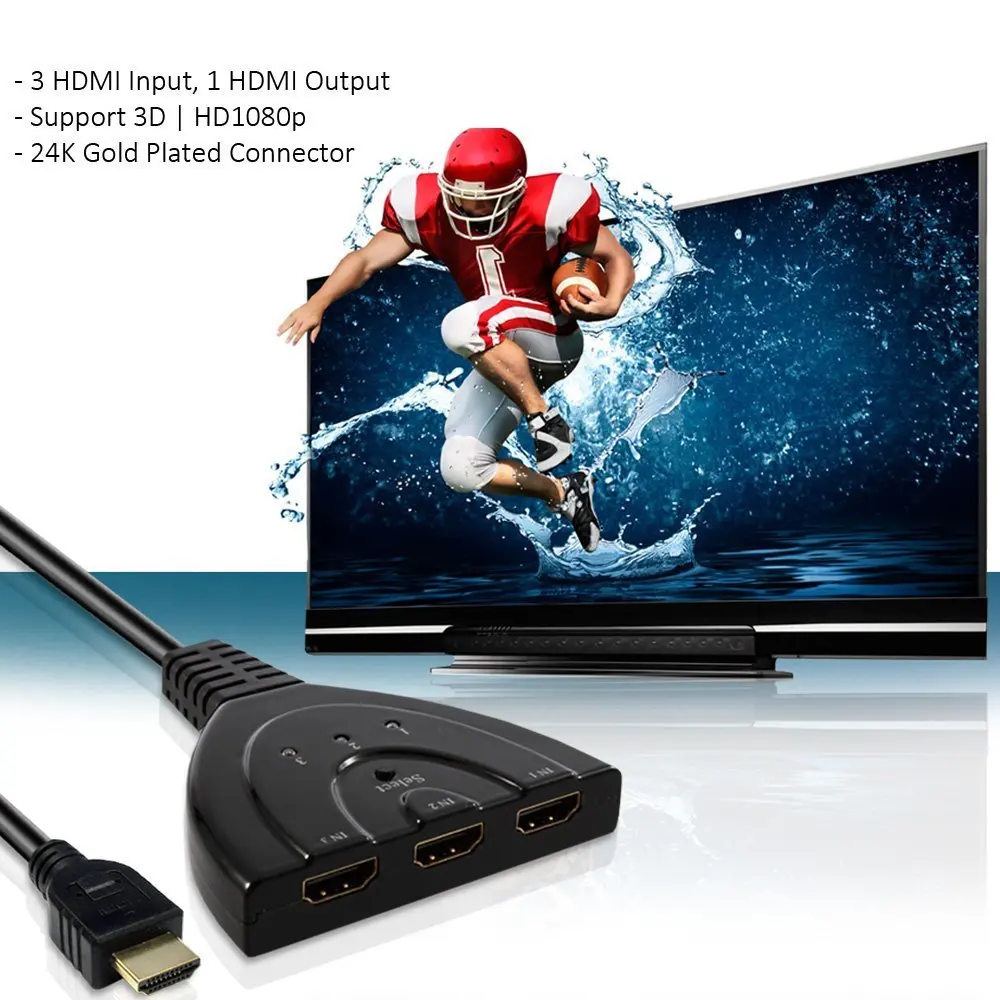CYSM 3 Ports HDMI-compatible 1.3 Splitter Switcher 3x1 Auto Switch 3-In-1-Out with Pigtail Cable 50cm
CYSM 3 Ports HDMI-compatible 1.3 Splitter Switcher 3x1 Auto Switch 3-In-1-Out with Pigtail Cable 50cm