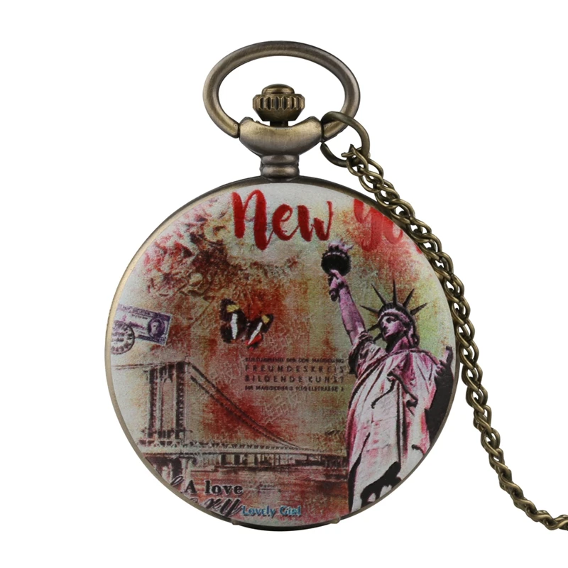 New York Statue of Liberty Design Retro Pocket Watch Quartz Pendant Clock Gifts Full Hunter Fob Necklace Men Women Collectibles
New York Statue of Liberty Design Retro Pocket Watch Quartz Pendant Clock Gifts Full Hunter Fob Necklace Men Women Collectibles