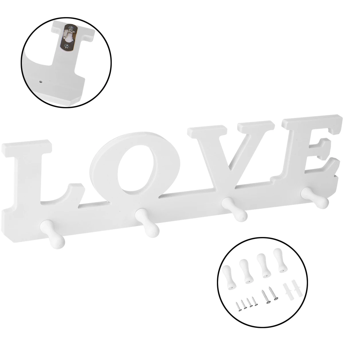 1pc White LOVE Hanger 4 Hooks Clothes Robe Hat Holder Towel Bag Key Holders Wall Hanger for Door Bathroom
1pc White LOVE Hanger 4 Hooks Clothes Robe Hat Holder Towel Bag Key Holders Wall Hanger for Door Bathroom