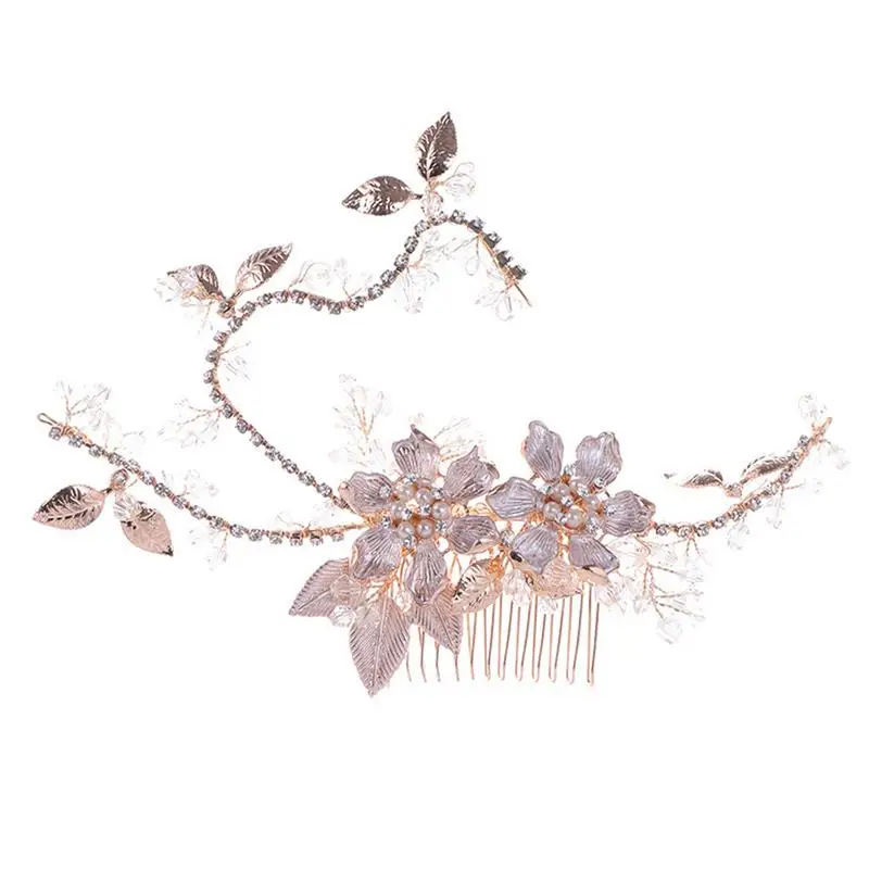 Bride Hair Comb Rose Gold Leaf Handmade Freshwater Pearl Hair Comb Headwear Accessories for Wedding Party Honeymoon
Bride Hair Comb Rose Gold Leaf Handmade Freshwater Pearl Hair Comb Headwear Accessories for Wedding Party Honeymoon