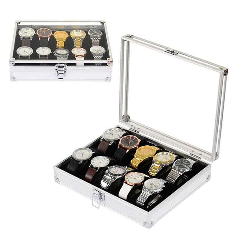 Useful Aluminium Watches Box 12 Grid Slots Jewelry Watches Display Storage Box Square Case Suede Inside Rectangle Watch Holder
Useful Aluminium Watches Box 12 Grid Slots Jewelry Watches Display Storage Box Square Case Suede Inside Rectangle Watch Holder