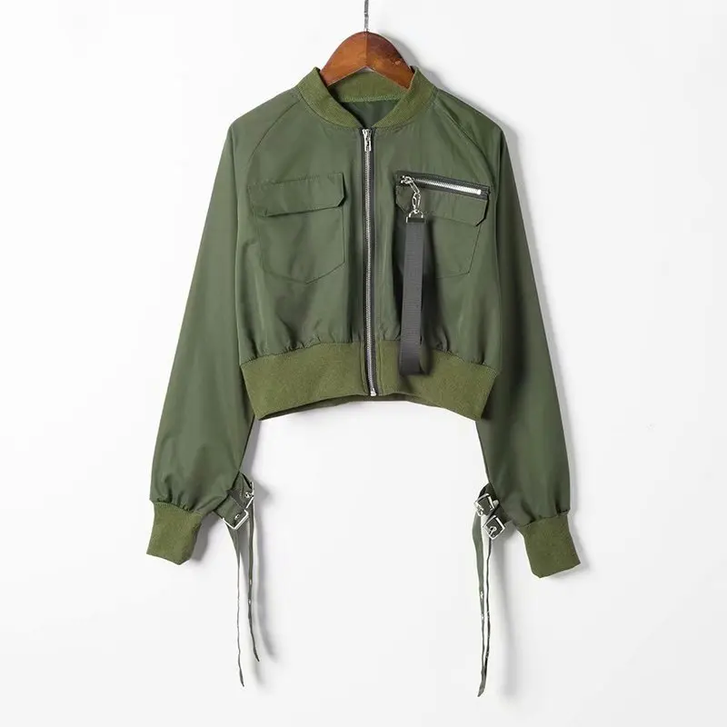 Casual Elastic Wristband Spring Bomber Jacket Women Fashion Zipper Biker Jacket Basic Coat Female Army Green Outerwear Okd758
Casual Elastic Wristband Spring Bomber Jacket Women Fashion Zipper Biker Jacket Basic Coat Female Army Green Outerwear Okd758