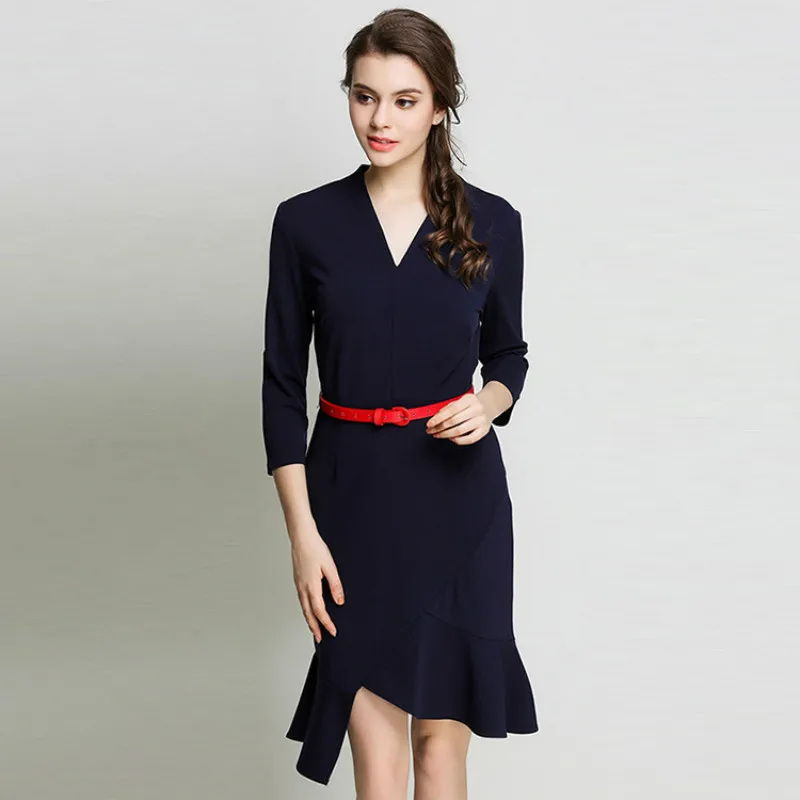 2019 Autumn New Pattern European Trend Self-cultivation Thin V Lead Package Buttocks Fish Tail Seven Part Sleeve Dress
2019 Autumn New Pattern European Trend Self-cultivation Thin V Lead Package Buttocks Fish Tail Seven Part Sleeve Dress