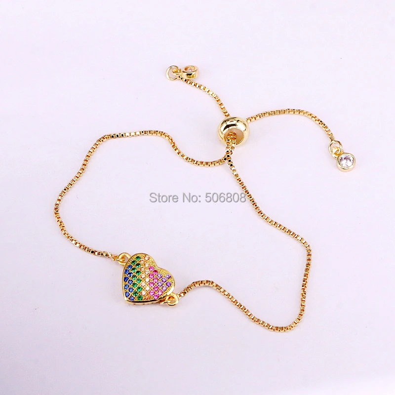 12PCS ZYZ-B1432 Trendy CZ Zircon Heart Charm Bracelet Women's Adjustable Chain Rainbow Heart Bracelets Bangles Jewelry Gift
12PCS ZYZ-B1432 Trendy CZ Zircon Heart Charm Bracelet Women's Adjustable Chain Rainbow Heart Bracelets Bangles Jewelry Gift