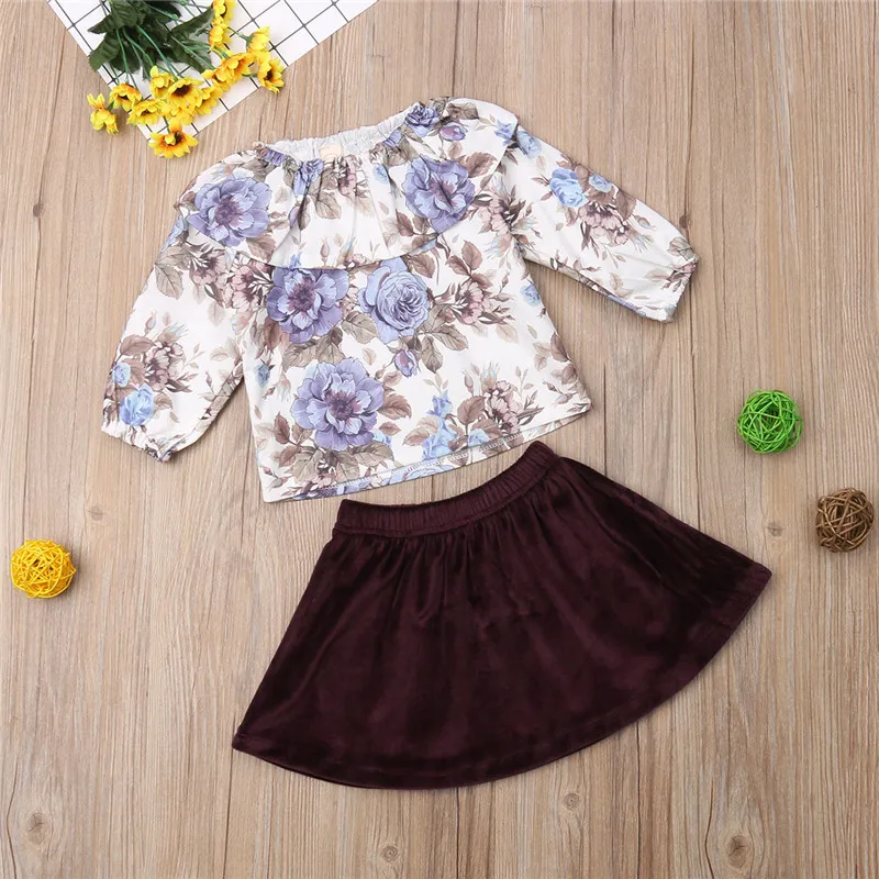 New Style Toddler Kids Baby Girl Floral Ruffle Long Sleeve Tops + Solid Skirts 2Pcs Outfit Clothes 6M-4Y Cute Lovely Clothing
New Style Toddler Kids Baby Girl Floral Ruffle Long Sleeve Tops + Solid Skirts 2Pcs Outfit Clothes 6M-4Y Cute Lovely Clothing