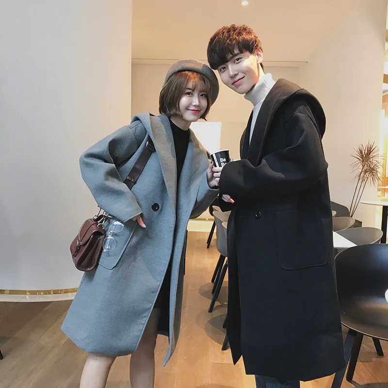 Winter Woolen Coat Fashion Men Thick Warm Long Hooded Blends Coat Couple Hong Kong Style Double-breasted Windbreaker Outwear Top
Winter Woolen Coat Fashion Men Thick Warm Long Hooded Blends Coat Couple Hong Kong Style Double-breasted Windbreaker Outwear Top