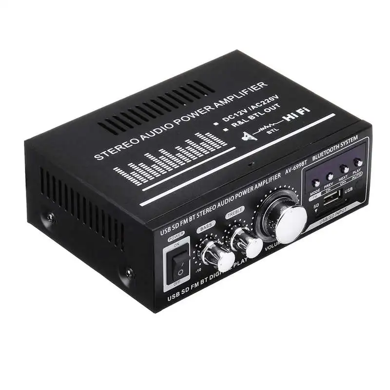 Lepy 12 В/220 В 400 Вт 2 канала Bluetooth Hi-Fi стерео усилитель USB SD FM радио мощный для