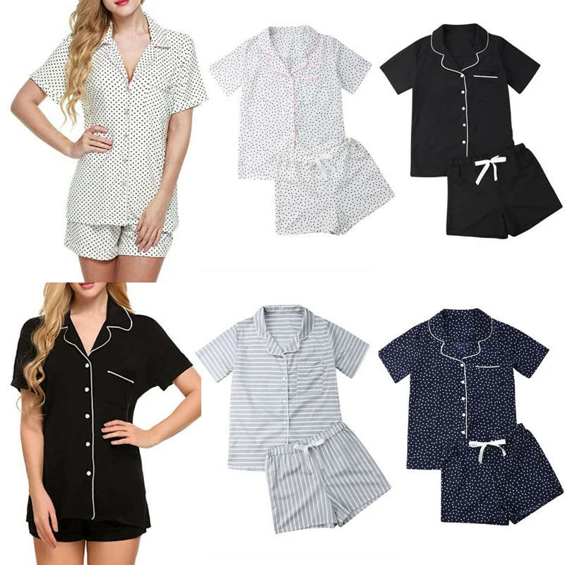 New Women Loose Pajamas Sets Summer Short Sleeve Shirts Shorts Pants Homewear Sleepwear Casual Classical arrival Sleepwear
New Women Loose Pajamas Sets Summer Short Sleeve Shirts Shorts Pants Homewear Sleepwear Casual Classical arrival Sleepwear