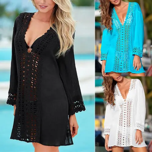 Hirigin Women Summer V Neck Hollow Crochet Bikini Cover Up Swimwear Bathing Suit Beach Dress
Hirigin Women Summer V Neck Hollow Crochet Bikini Cover Up Swimwear Bathing Suit Beach Dress
