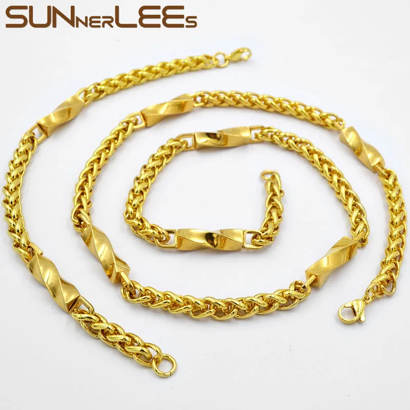SUNNERLEES Jewelry Stainless Steel Necklace Bracelet Set 6mm Geometric Link Chain Silver Color Gold Plated Men Women SC157
SUNNERLEES Jewelry Stainless Steel Necklace Bracelet Set 6mm Geometric Link Chain Silver Color Gold Plated Men Women SC157