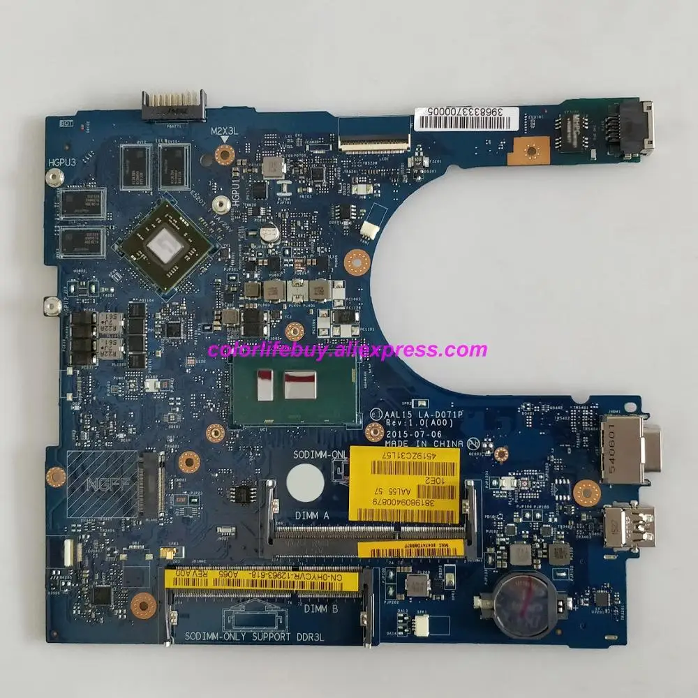 Оригинальный HYCVR 0HYCVR CN-0HYCVR 15 LA-D071P w i7-6500U CPU w 216-0864046 материнская плата для ноутбука Dell Vostro 5559
Оригинальный HYCVR 0HYCVR CN-0HYCVR 15 LA-D071P w i7-6500U CPU w 216-0864046 материнская плата для ноутбука Dell Vostro 5559