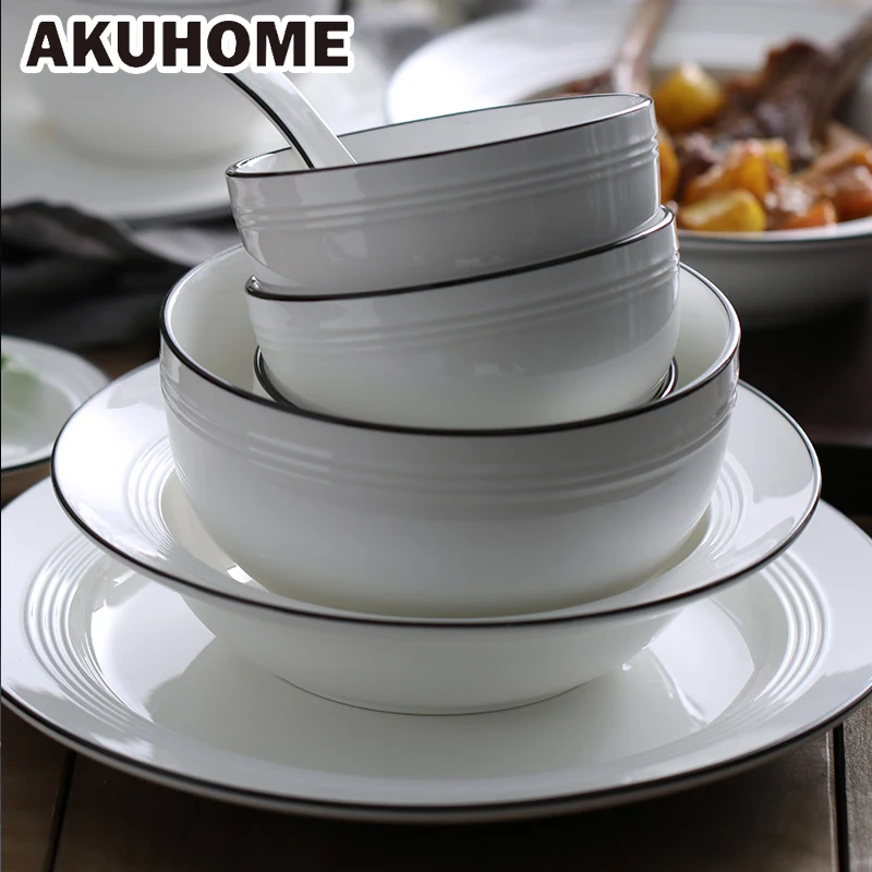 Simple European style ceramic bowl plate set family 4 dishes combination China Bone
Simple European style ceramic bowl plate set family 4 dishes combination China Bone