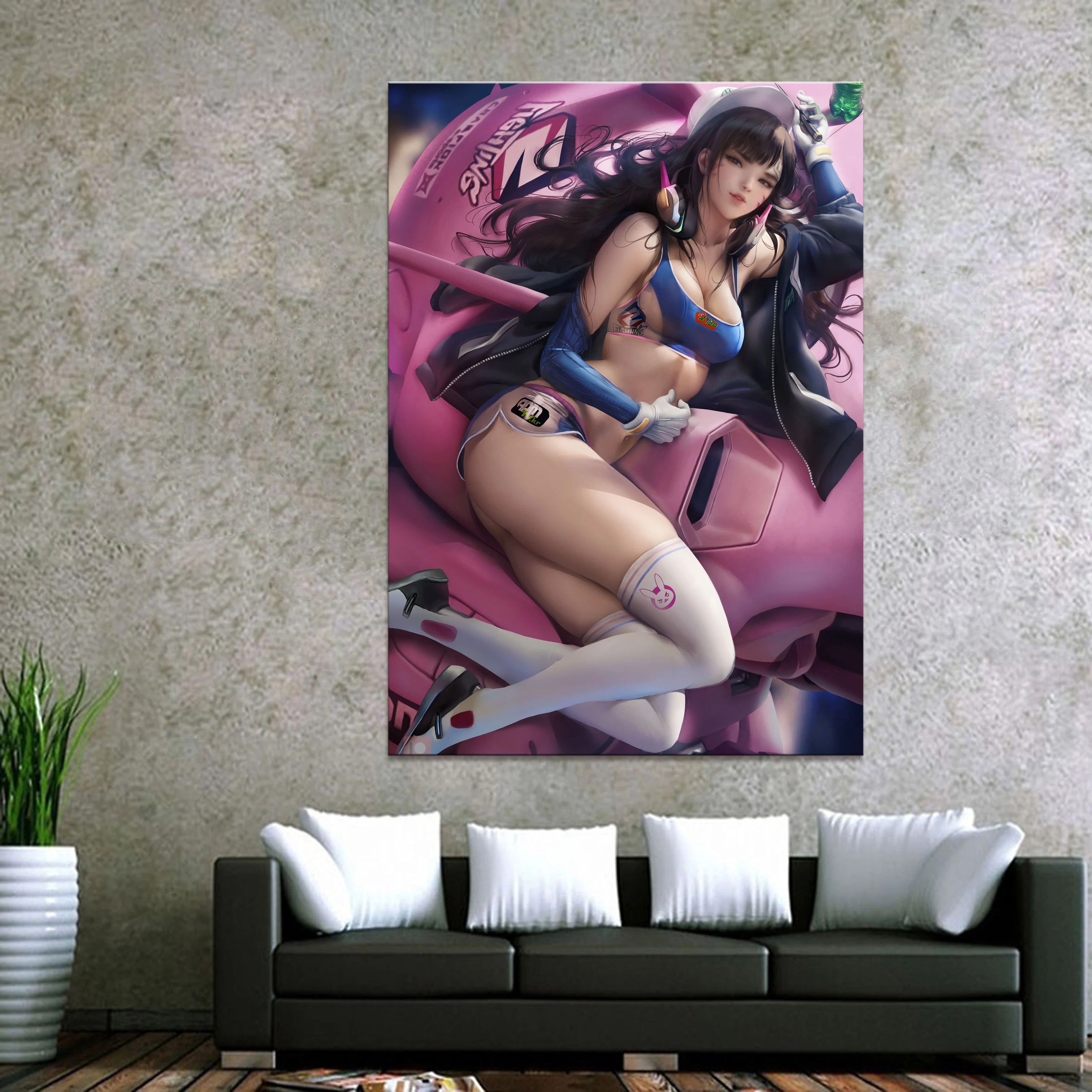 Домашний декор холст Overwatch D.Va игра 1 шт. Аниме Сексуальная девушка художественный