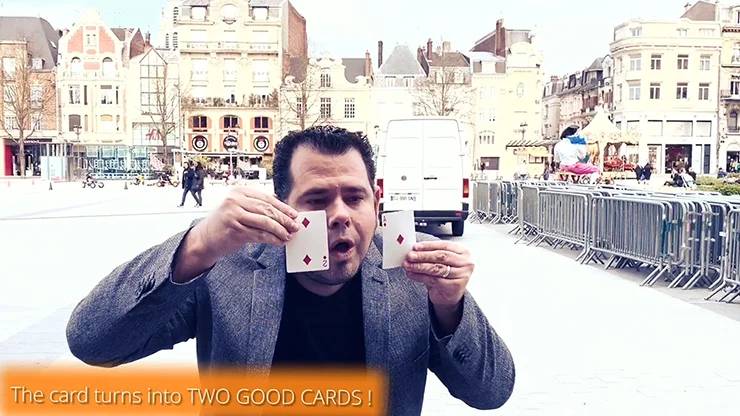 SPLIT-CARD (Gimmicks + онлайн инструкции) от Mickael Chatelain Magic Tricks крупным планом ментализм маг