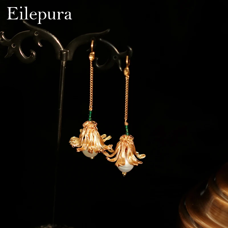 Серьги Eilepura с белым жемчугом ручной работы в европейском стиле классические