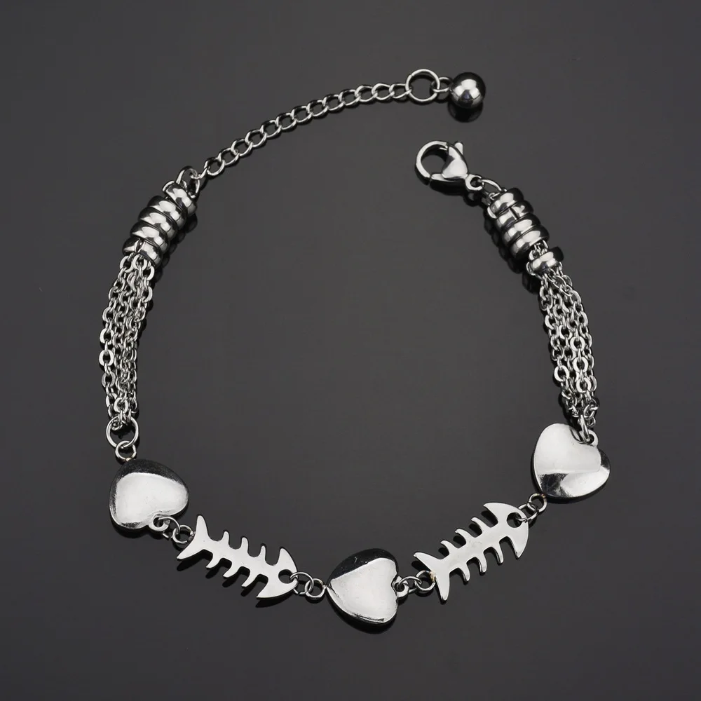 New Arrival Stainless Steel Love Heart Link Chain Bracelet for Women Fashion Lucky Fish Bones Charm Bracelet Party Gift
New Arrival Stainless Steel Love Heart Link Chain Bracelet for Women Fashion Lucky Fish Bones Charm Bracelet Party Gift