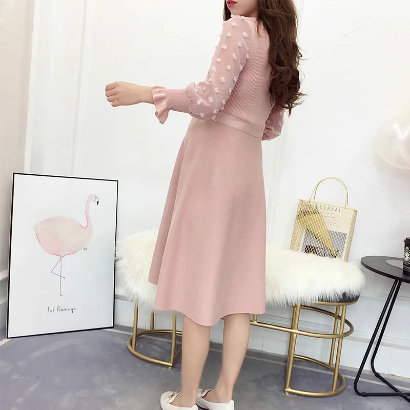 Fashion Spring And Autumn Sexy Maternity Dresses New Knitting Cotton Long Fund Pregnancy Clothes Dress Robe Grossesse Vestidos | Мать и