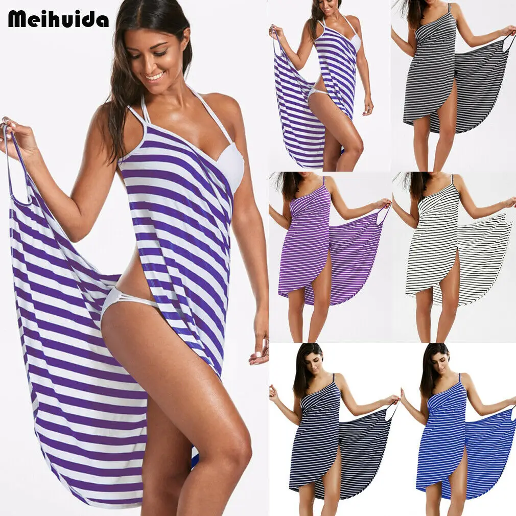 Brand New 2019 Summer Lady Striped Sling Backless Beach Dress Holiday Bikini Cover Up Swimwear Clothes Beachwear
Brand New 2019 Summer Lady Striped Sling Backless Beach Dress Holiday Bikini Cover Up Swimwear Clothes Beachwear