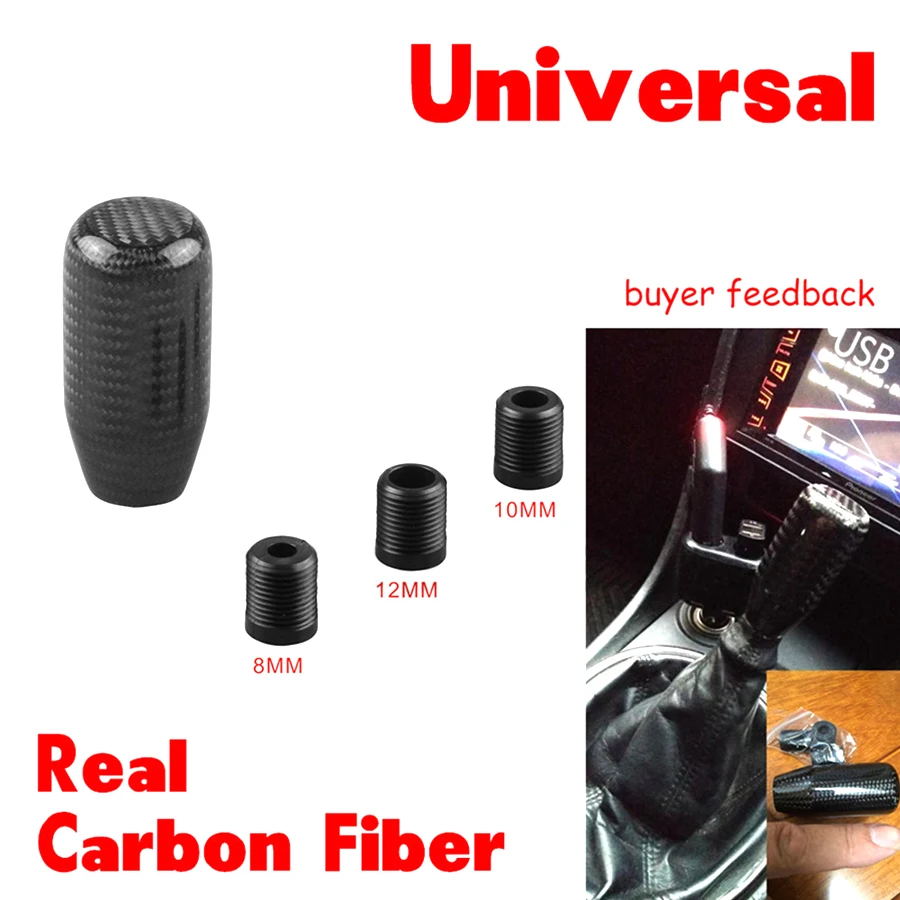 Universal Car Gear Knob Straight Black Shift Knob 100% Real Carbon Fiber with 3 Hoses Size 8/10/12 mm
Universal Car Gear Knob Straight Black Shift Knob 100% Real Carbon Fiber with 3 Hoses Size 8/10/12 mm