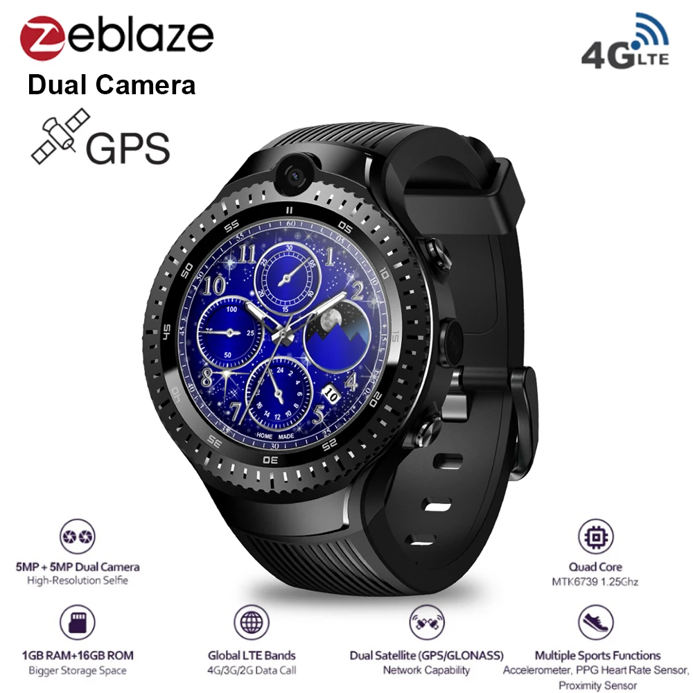 Zeblaze Thor 4 Dual г Смарт часы Android 7 1 gps MTK6737 четырехъядерный Гб + 16 5MP двойная камера г/3g