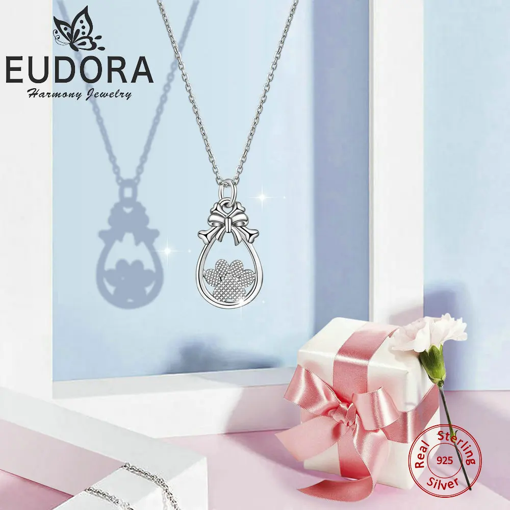 EUDORA Real 925 Sterling Silver Dog Footprint Bowknow CZ Pendant Chain Necklace Women Jewelry Solid Silver Necklace CYD100
EUDORA Real 925 Sterling Silver Dog Footprint Bowknow CZ Pendant Chain Necklace Women Jewelry Solid Silver Necklace CYD100