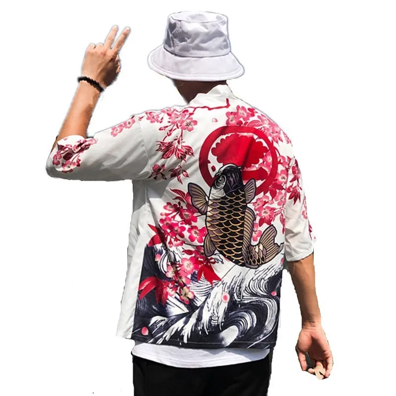 Floral Kimono Cardigan Shirts Men Carp And Cherry Print Summer Beach Cool Tops Men‘s Japanese Traditional Clothes
Floral Kimono Cardigan Shirts Men Carp And Cherry Print Summer Beach Cool Tops Men‘s Japanese Traditional Clothes