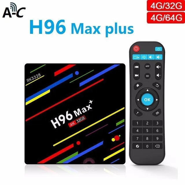 H96 Max Plus Smart Android 8 1 Tv box 4 Гб оперативной памяти 32 встроенной 64 ГБ Rk3328 Quad core Декодер