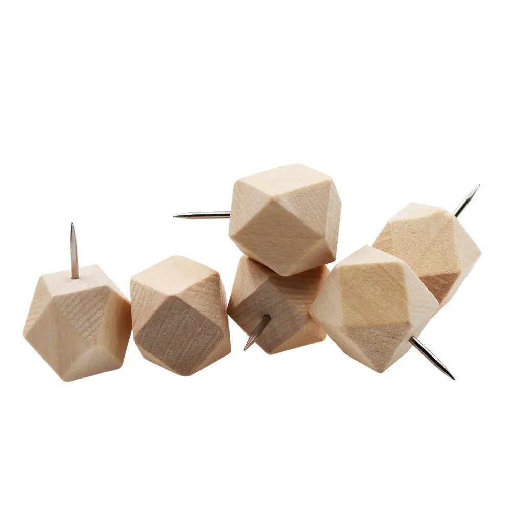 18pcs Geometric Wood Decorative Push Pins, Wood Head and Steel Needle Point Thumb Tacks for Photos, Maps and Cork Boards
18pcs Geometric Wood Decorative Push Pins, Wood Head and Steel Needle Point Thumb Tacks for Photos, Maps and Cork Boards