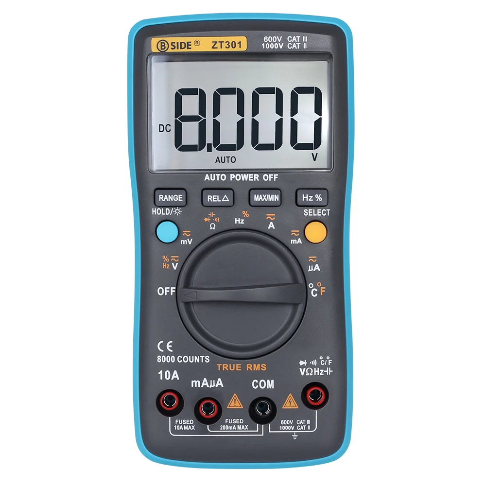 Digital Multimeter AC DC Voltage Current 8000 Counts Portable Handheld Ammeter Ohm Capacitance Temperature Tester
Digital Multimeter AC DC Voltage Current 8000 Counts Portable Handheld Ammeter Ohm Capacitance Temperature Tester
