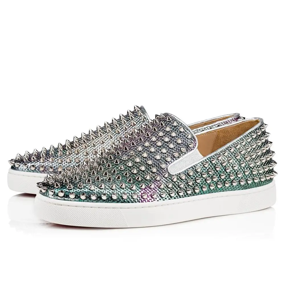 Silver Gradient Men Casual Shoes Rivets Stud Slip On Flat Platform Sneakers Low Top Shoes
Silver Gradient Men Casual Shoes Rivets Stud Slip On Flat Platform Sneakers Low Top Shoes