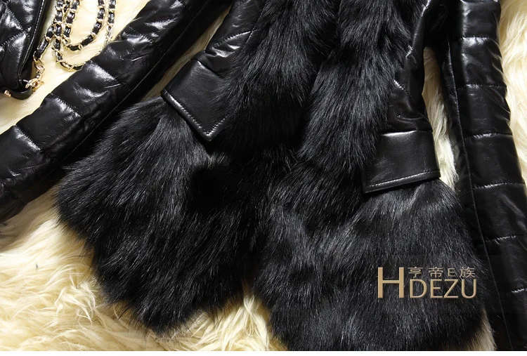 Faux fox fur PU leather slim coat Female Winter Pachwork Full Pelt Slim Outerwear Lady Fake Fur Clothes With Leather Jacket 2019
Faux fox fur PU leather slim coat Female Winter Pachwork Full Pelt Slim Outerwear Lady Fake Fur Clothes With Leather Jacket 2019