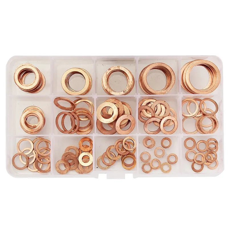 150 pcs Solid Copper Washers 15 Sizes 9-28mm for sump plugs water fuel and hydraulic fittings
150 pcs Solid Copper Washers 15 Sizes 9-28mm for sump plugs water fuel and hydraulic fittings