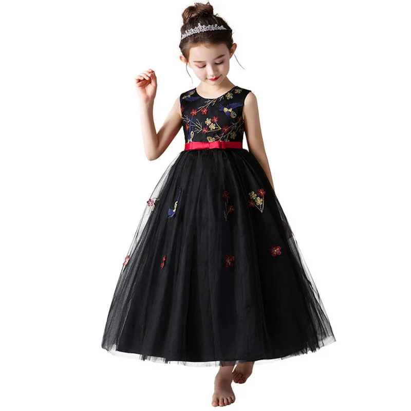 Girls Black Princess Pageant Dress Birds Sakura Flower Embroidery Long Maxi Dresses Big Children Party Celebration Ball Gown
Girls Black Princess Pageant Dress Birds Sakura Flower Embroidery Long Maxi Dresses Big Children Party Celebration Ball Gown