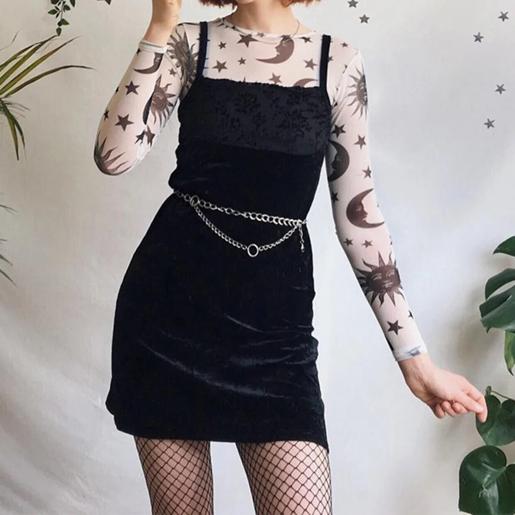 Sexy Slim Women's Sun Moon Printed Perspective Long Sleeve T-Shirts 2019 New Fashion O-Neck Mesh Tops Tee Shirt Black White
Sexy Slim Women's Sun Moon Printed Perspective Long Sleeve T-Shirts 2019 New Fashion O-Neck Mesh Tops Tee Shirt Black White