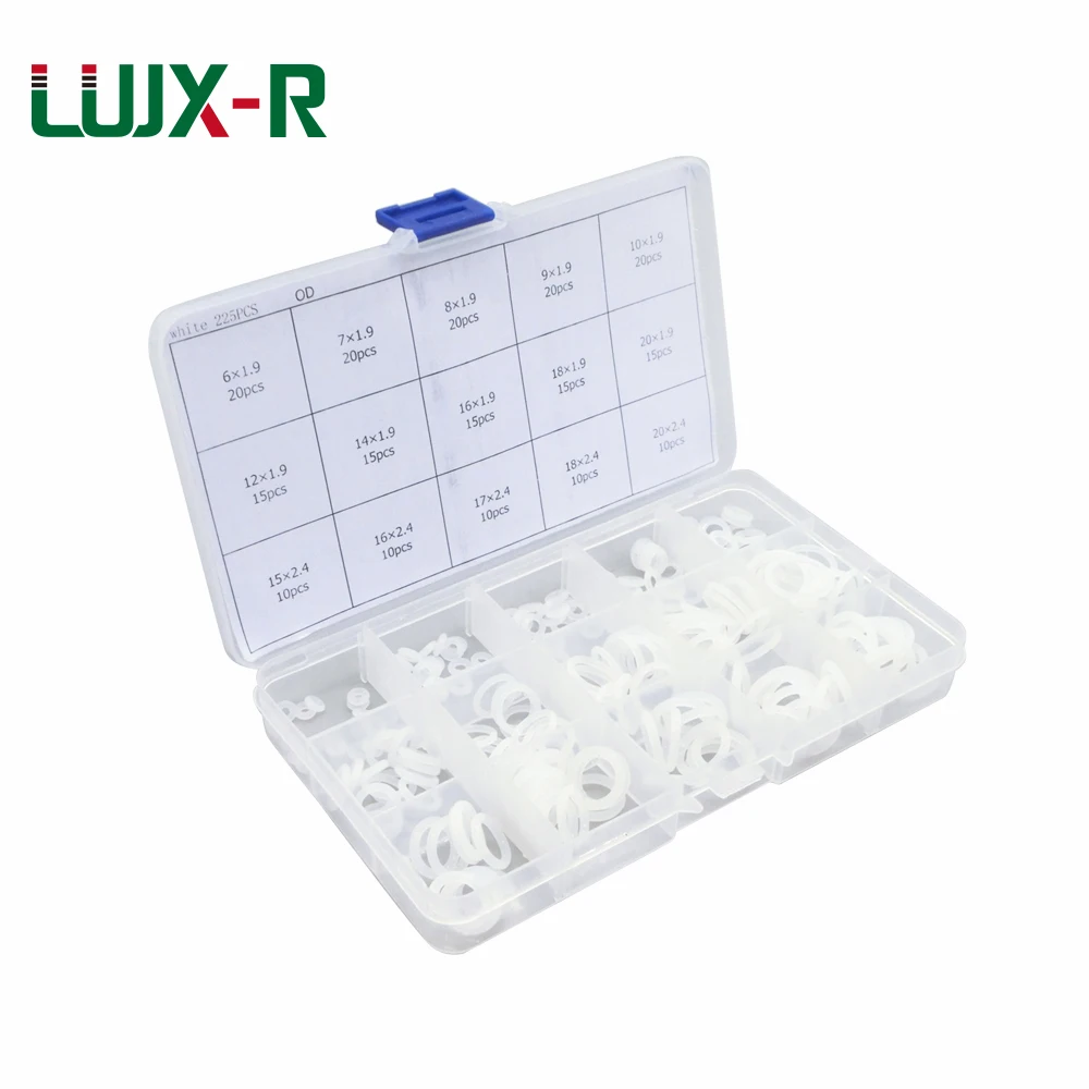 LUJX-R 225pcs O Ring Kit CS1.9mm 2.4mm Silicone Seal Ring Rubber Gasket Set Repair Box NBR O-Ring Seal Case VMQ Assortment Boxes
LUJX-R 225pcs O Ring Kit CS1.9mm 2.4mm Silicone Seal Ring Rubber Gasket Set Repair Box NBR O-Ring Seal Case VMQ Assortment Boxes