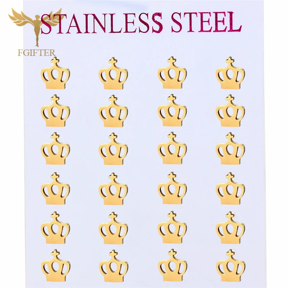 Wholesale Crown Earrings Gold Color Stud Earrings Women Girls Stainless Steel Jewelry Party Christmas Gift
Wholesale Crown Earrings Gold Color Stud Earrings Women Girls Stainless Steel Jewelry Party Christmas Gift