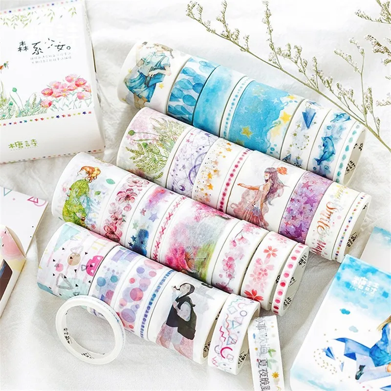 8 шт Красочные фольги Kawaii васи ленты Скрапбукинг набор маскировочной клейкой