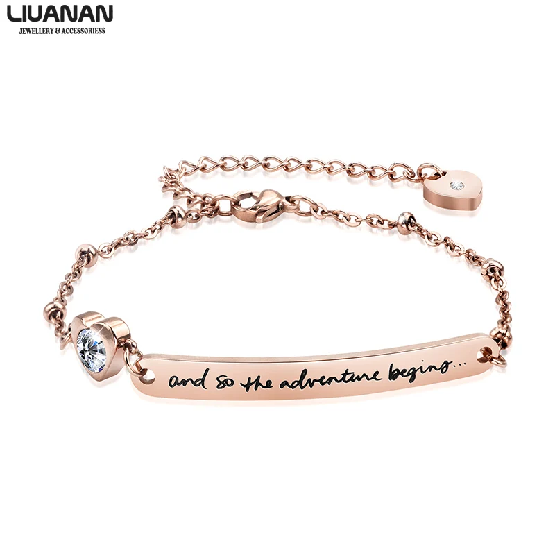 Rose Gold Bracelet Teen Girls ID bracelet Jewelry Graduation Gift for Her Women Sister Daughter Friend"so the adventure begins"
Rose Gold Bracelet Teen Girls ID bracelet Jewelry Graduation Gift for Her Women Sister Daughter Friend"so the adventure begins"