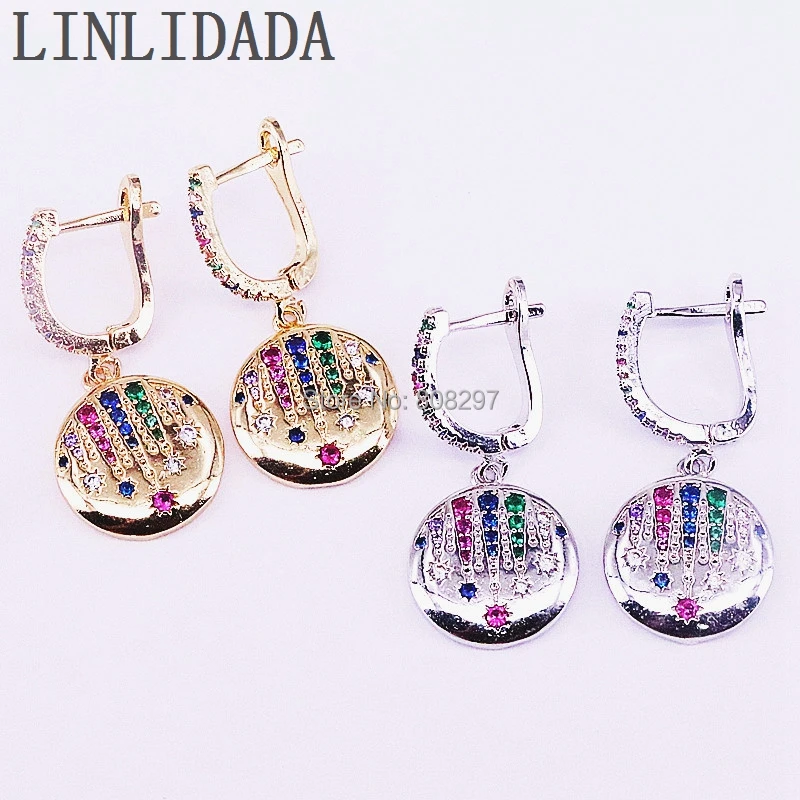 6Pair Round Shape gold /rose gold /black color micro paved Rainbow cz dangle Earrings Fashion Jewelry For lady
6Pair Round Shape gold /rose gold /black color micro paved Rainbow cz dangle Earrings Fashion Jewelry For lady