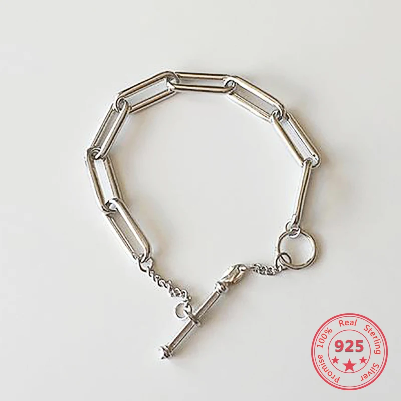 925 Sterling Silver Simple European American Retro Vintage Simple Chain Bracelets Women Jewelry
925 Sterling Silver Simple European American Retro Vintage Simple Chain Bracelets Women Jewelry
