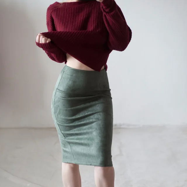 Women Suede Midi Skirt Female Spring Summer Multi Color Basic Tube Bodycon Pencil Skirts Saia Femininas
Women Suede Midi Skirt Female Spring Summer Multi Color Basic Tube Bodycon Pencil Skirts Saia Femininas