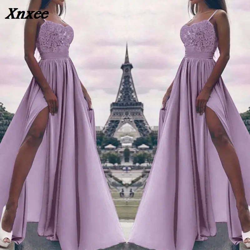 2018 Elegant Women Maxi Long Dress Sling Sleeveless Lace Spliced High Split Party Dresses Clothing For Female Plus Size Xnxee
2018 Elegant Women Maxi Long Dress Sling Sleeveless Lace Spliced High Split Party Dresses Clothing For Female Plus Size Xnxee