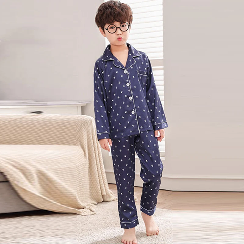 Детские толстовки для девочек и мальчиков сатиновая Пижама детей Ночная одежда