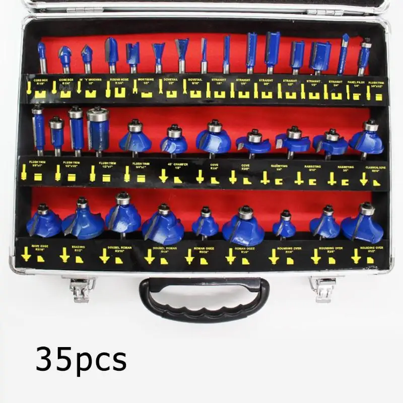 35pcs 1/4in Handle Wood Router Bit Mill Engraving Trim Woodworking Milling Cutter Trimmer Adapter Machine Tools Set Router Bits
35pcs 1/4in Handle Wood Router Bit Mill Engraving Trim Woodworking Milling Cutter Trimmer Adapter Machine Tools Set Router Bits