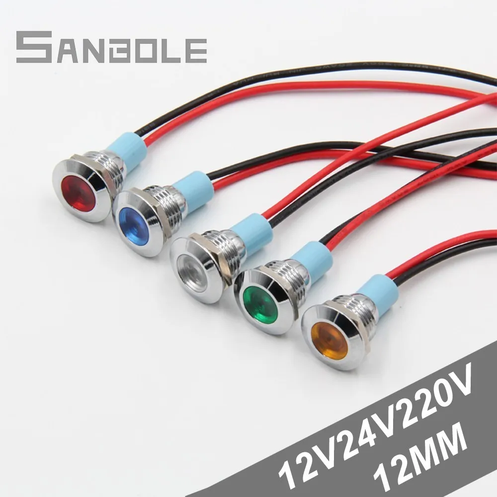 12mm LED Metal Indicator Light Waterproof Signal Lamp Voltage 12v24v220v Power Supply Work Lamp with 150mm wire
12mm LED Metal Indicator Light Waterproof Signal Lamp Voltage 12v24v220v Power Supply Work Lamp with 150mm wire