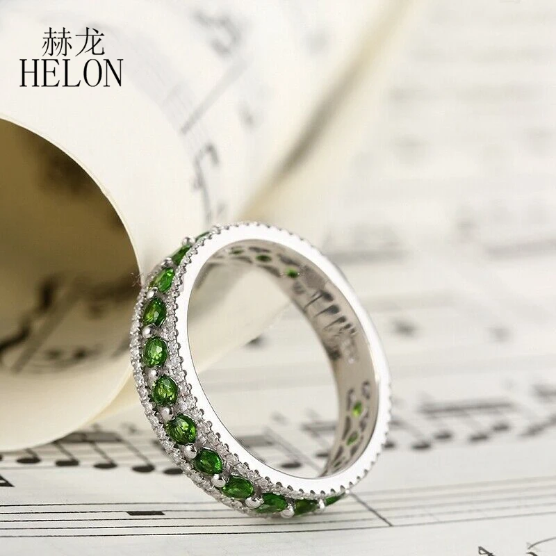 HELON Real 10k White Gold Certified 1.7CT Round Natural Diamonds & Chrome Diopside Engagement Ring Women Unique Classic Jewelry
HELON Real 10k White Gold Certified 1.7CT Round Natural Diamonds & Chrome Diopside Engagement Ring Women Unique Classic Jewelry