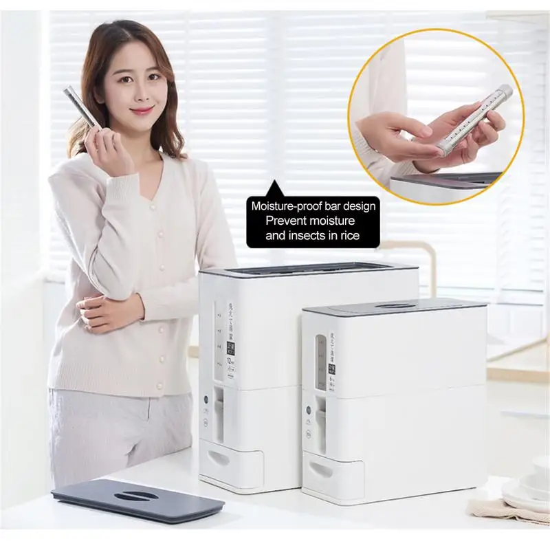Multi-Function Metering Rice Cylinder Meter Barrel Moisture-Proof Insect-Proof Sealed Rice Box 10kg Household Rice Barrel
Multi-Function Metering Rice Cylinder Meter Barrel Moisture-Proof Insect-Proof Sealed Rice Box 10kg Household Rice Barrel
