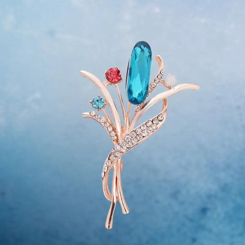 Elegant Women Ladies Exquisite Flower with Rhinestone Brooch Pin Clothing Accessory | Украшения и аксессуары