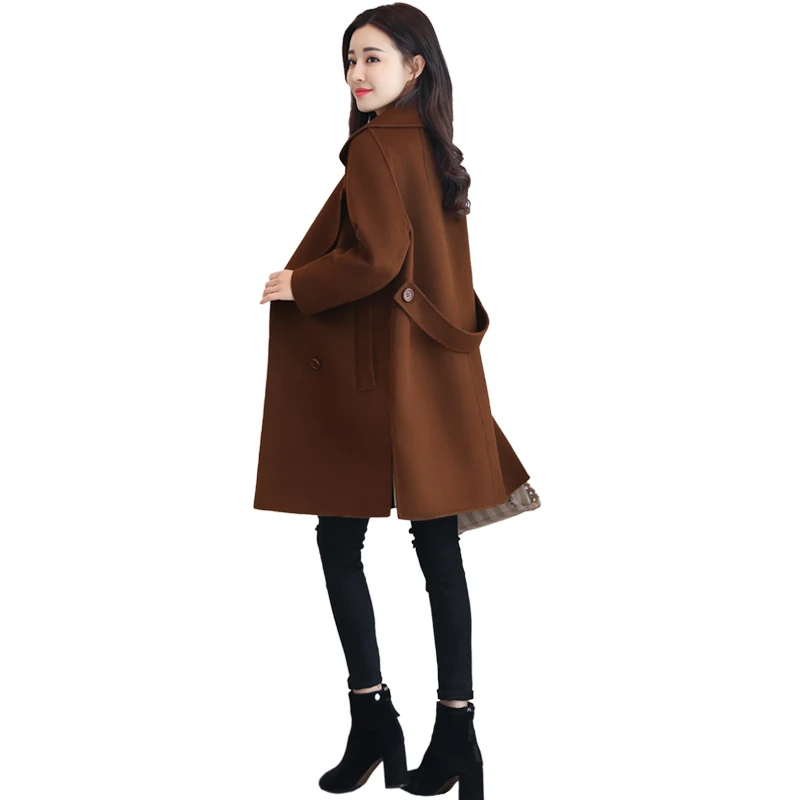 2019 New Autumn Woolen Coat Women Long Sleeved Black Belt Lapel Wild Long Ladies Jacket Spring Slim Elegant Jacket Female W20
2019 New Autumn Woolen Coat Women Long Sleeved Black Belt Lapel Wild Long Ladies Jacket Spring Slim Elegant Jacket Female W20